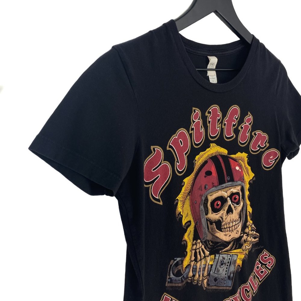 CALIFORNIA SPITFIRE MOTORCYCLES Skull Graphic Black Short Sleeve Tee Size L - Picture 4 of 16